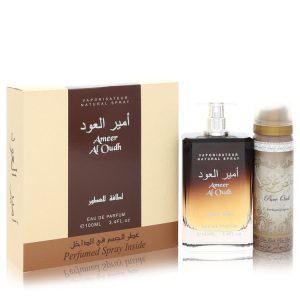 Ameer Al Oudh by Lattafa Gift Set -- 3.4 oz Eau De Parfum Spray + 1.7 oz Perfumed Spray