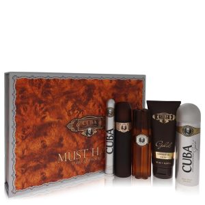 Cuba Gold by Fragluxe Gift Set -- 3.3 oz Eau De Toilette Spray + 3.3 oz After Shave Spray + 6.7 oz Body Deodorant Spray + 6.7 oz Shower Gel + 1.17 oz EDT Spray