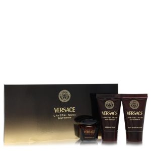 Crystal Noir by Versace Gift Set -- .17 oz Mini EDT + .8 oz Shower Gel + .8 oz Body Lotion