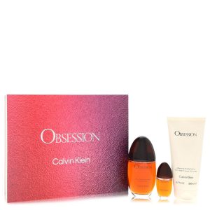 Obsession by Calvin Klein Gift Set -- 3.4 oz Eau De Parfum Spray + 6.7 oz Body Lotion + .5 oz Mini EDP Spray