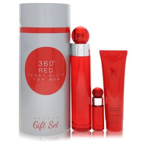 Perry Ellis 360 Red by Perry Ellis Gift Set -- 3.4 oz Eau De Toilette Spray + .25 oz Mini EDT Spray + 3 oz Shower Gel in Tube Box
