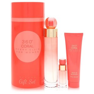Perry Ellis 360 Coral by Perry Ellis Gift Set -- 3.4 oz Eau de Parfum Spray + .25 oz Mini EDP Spray + 3 oz Shower Gel