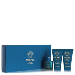 Versace Eros by Versace Gift Set -- .17 oz Mini EDT + .8 oz Shower Gel + .8 oz After Shave Balm